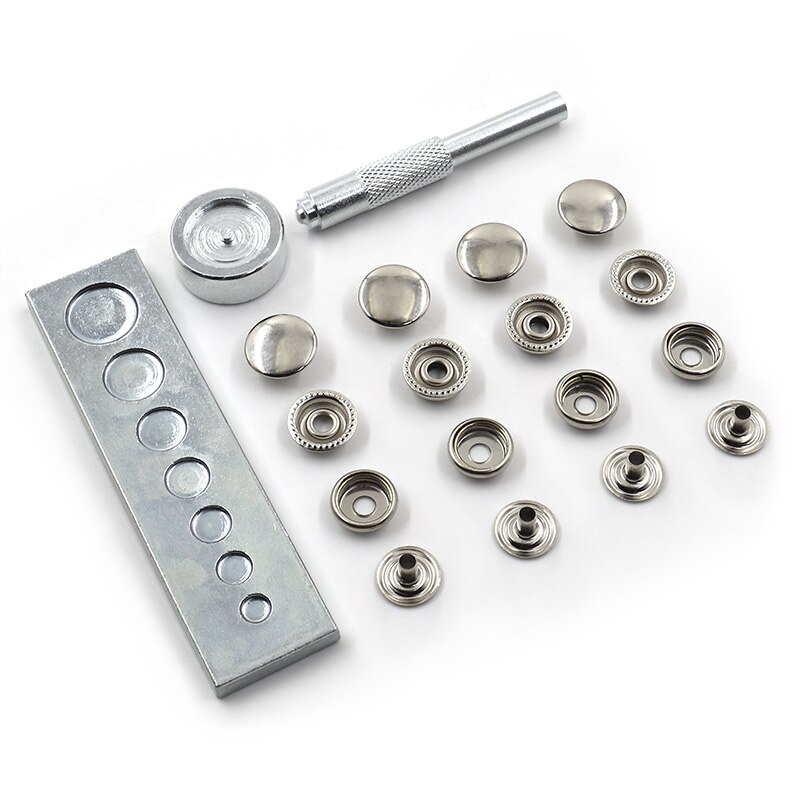 6 sets of a package Metal Snap fastener buttons Rivet Clasp Install Tool Mounting Snap Fasteners Press Studs Rivet Setter Base: buttons and tools