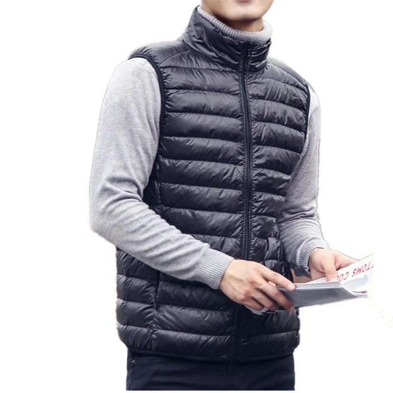 Men Ultra Light Down Vests Sleeveless Jacket Men Portable Lightweight Windproof Waistcoat Autumn And Winter Warm Coats