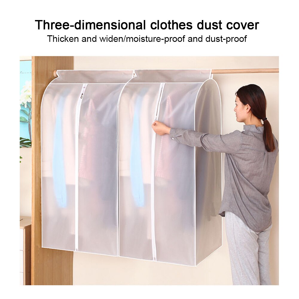 3D Zipper Dust Clothes Cover Wardrobe Storage Bag Translucent Waterproof Suit Coat Protector Storage Bag Closet Hangers Storager