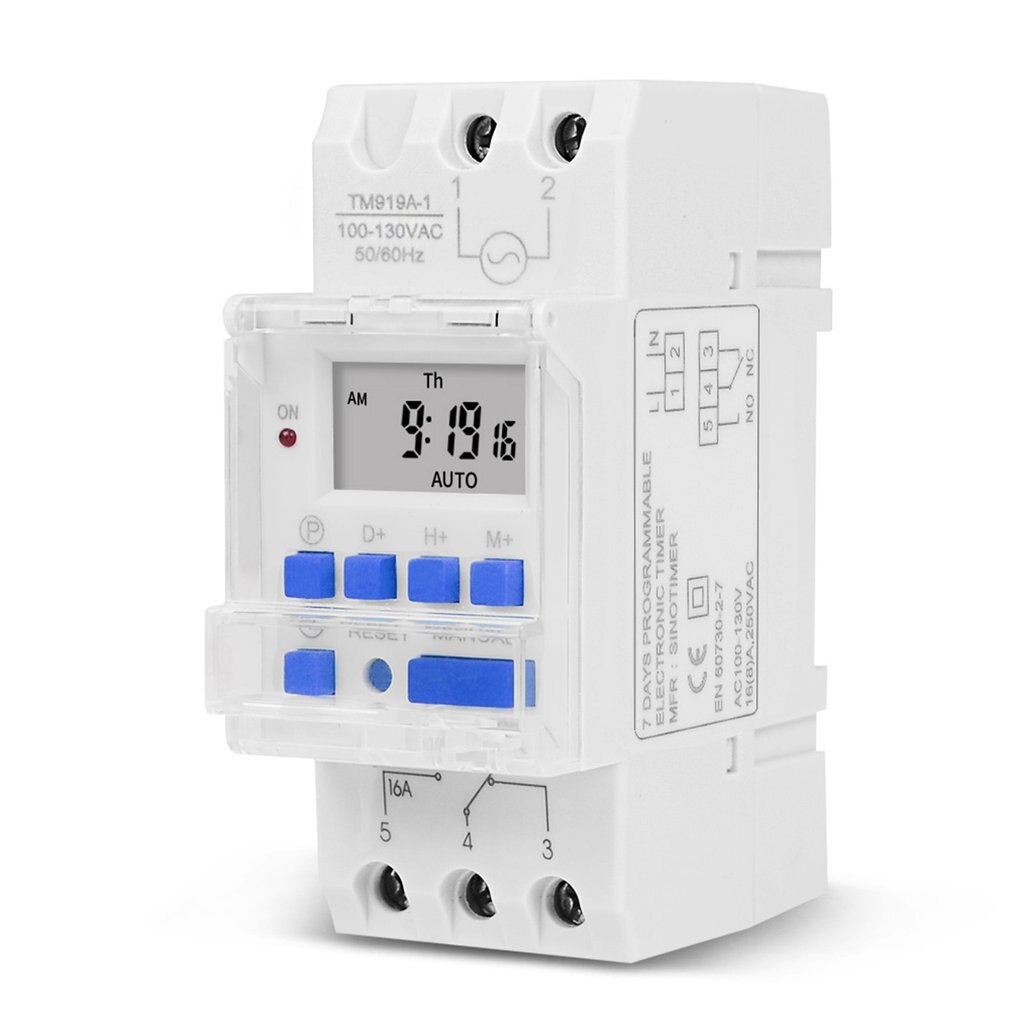 16A DIN RAIL Mount Electronic 7 Days Programmable Digital Industrial Time Switch Relay Timer Control