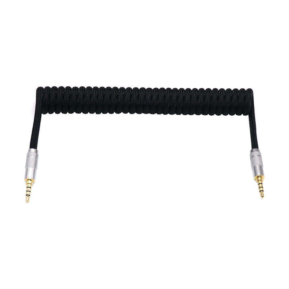 Cable en espiral de resorte TRS TRRS a TRRS de 3,5mm para teclado dividido RODE Sc7 de VIDEOMIC GO Video micrófonos tipo Micro Cables de Audio: Gris oscuro