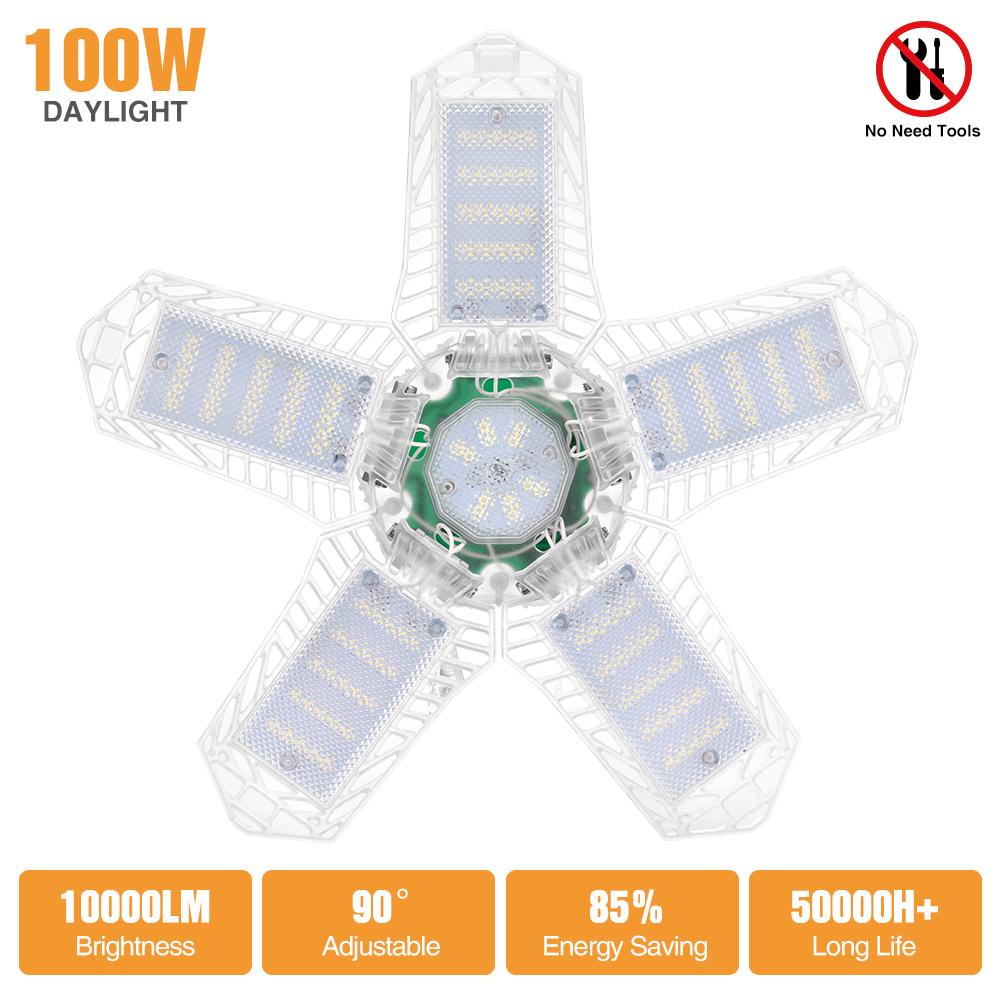 100w 180w LED Garage Light 5 Leaf Deformation Fan Ceiling Light E26 Industrial Lamp For Workshop Warehouse 85-265V: 1pcs 100w