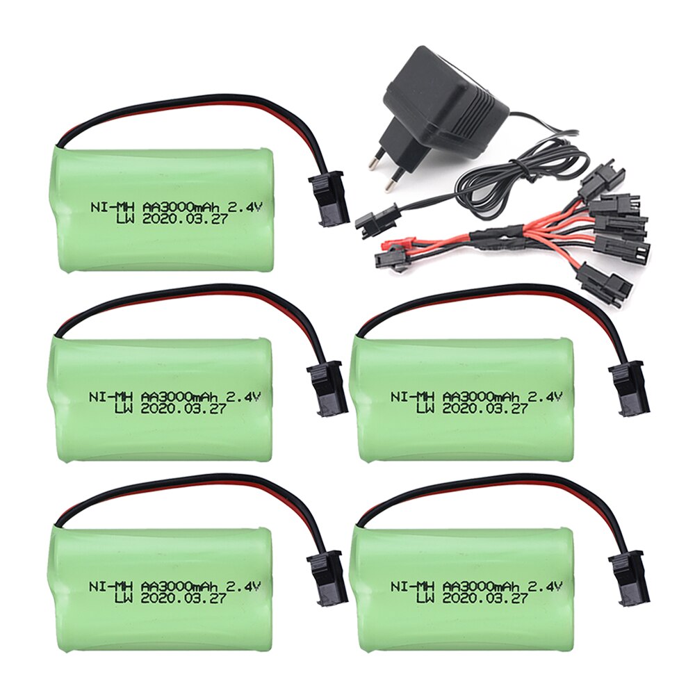 2.4 V 3000 Mah NI-CD Oplaadbare Batterij Met Lader Set Aa 2.4 V Batterij 3000 Mah Voor Afstandsbediening speelgoed Elektrisch Speelgoed: 5pcs EU 5in1