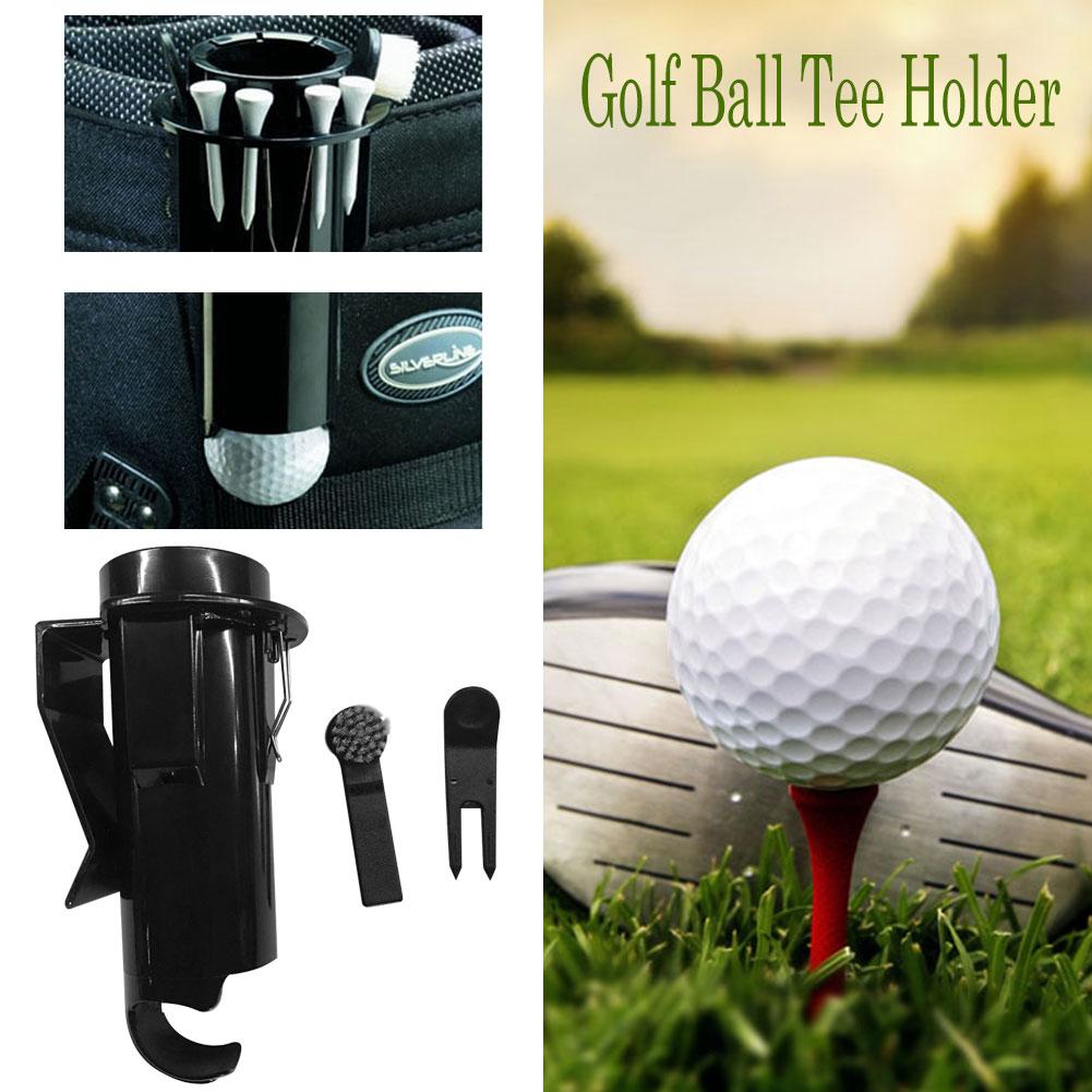 Outdoor Golf Ball Tee Holder Cup Golf Clip Grabber Divot Tool Portable Storage Box Golf Cleaning Tools With Brush Golf Accessory