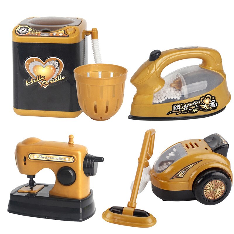 Online Celebrity Kinderen Mini Keuken Set Meisje Model Speelhuis Zwart En Gouden Kleine Apparaten Speelgoed Koelkast Wassen Ma