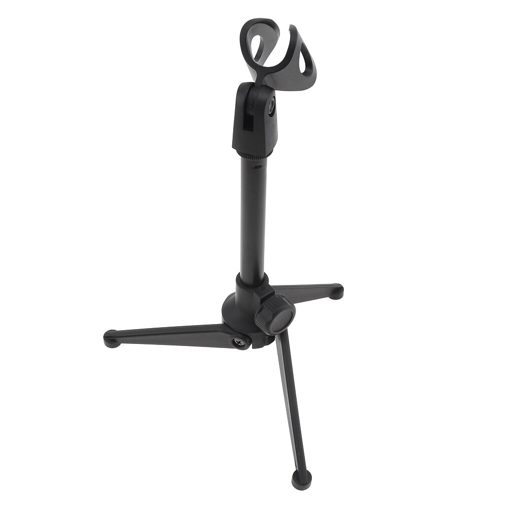 Portable Table Recording Microphone Holder Compact Microphone Tripod Stand Three-Legged Holder with Clamp 180° Rotation Angle
