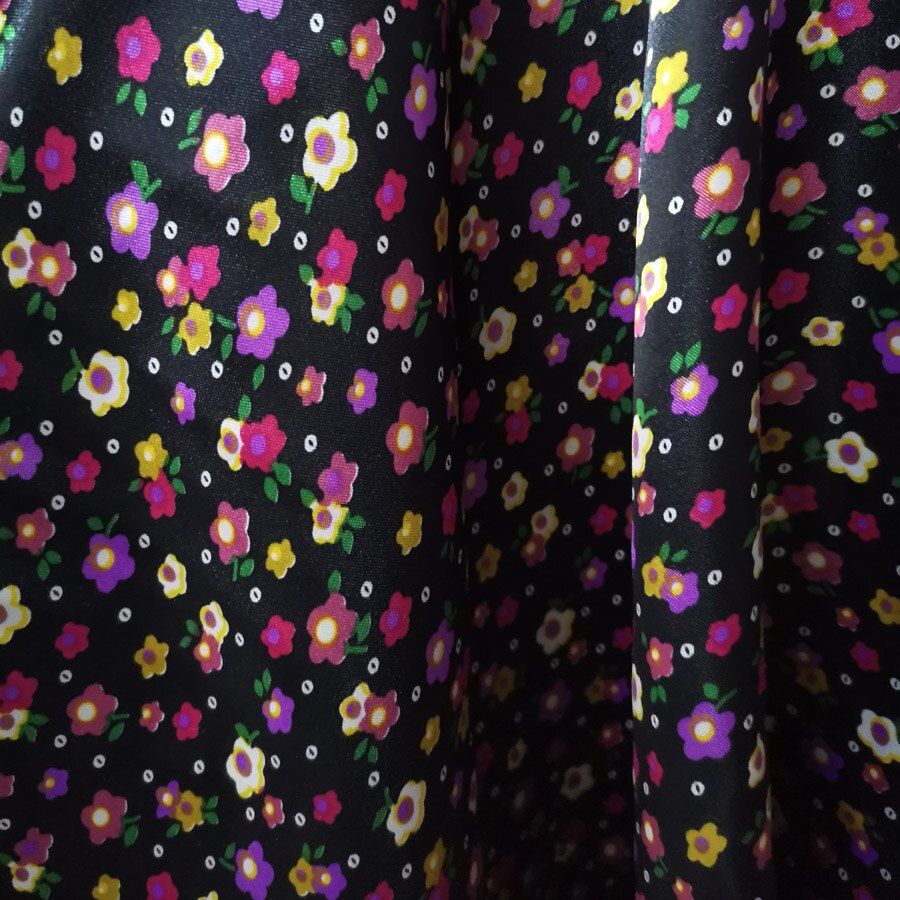 Rose print satin stof sko foring cap bånd indpakning scene tøj stof: 6