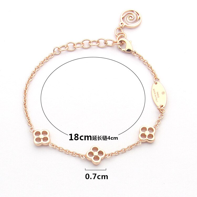 , pulsera de flores de cuatro hojas ahuecada con 3 letras en V para mujer, pulsera de flores de cuatro hojas de Yajin