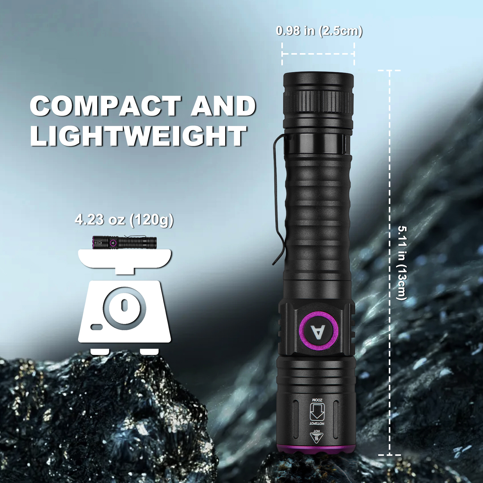 Lampe de poche LED UV Zoom UltraFire SP69 365 395 nm Chargement de type C 18650 Détection de résine de durcissement Détecteur d'urine pour animaux de compagnie