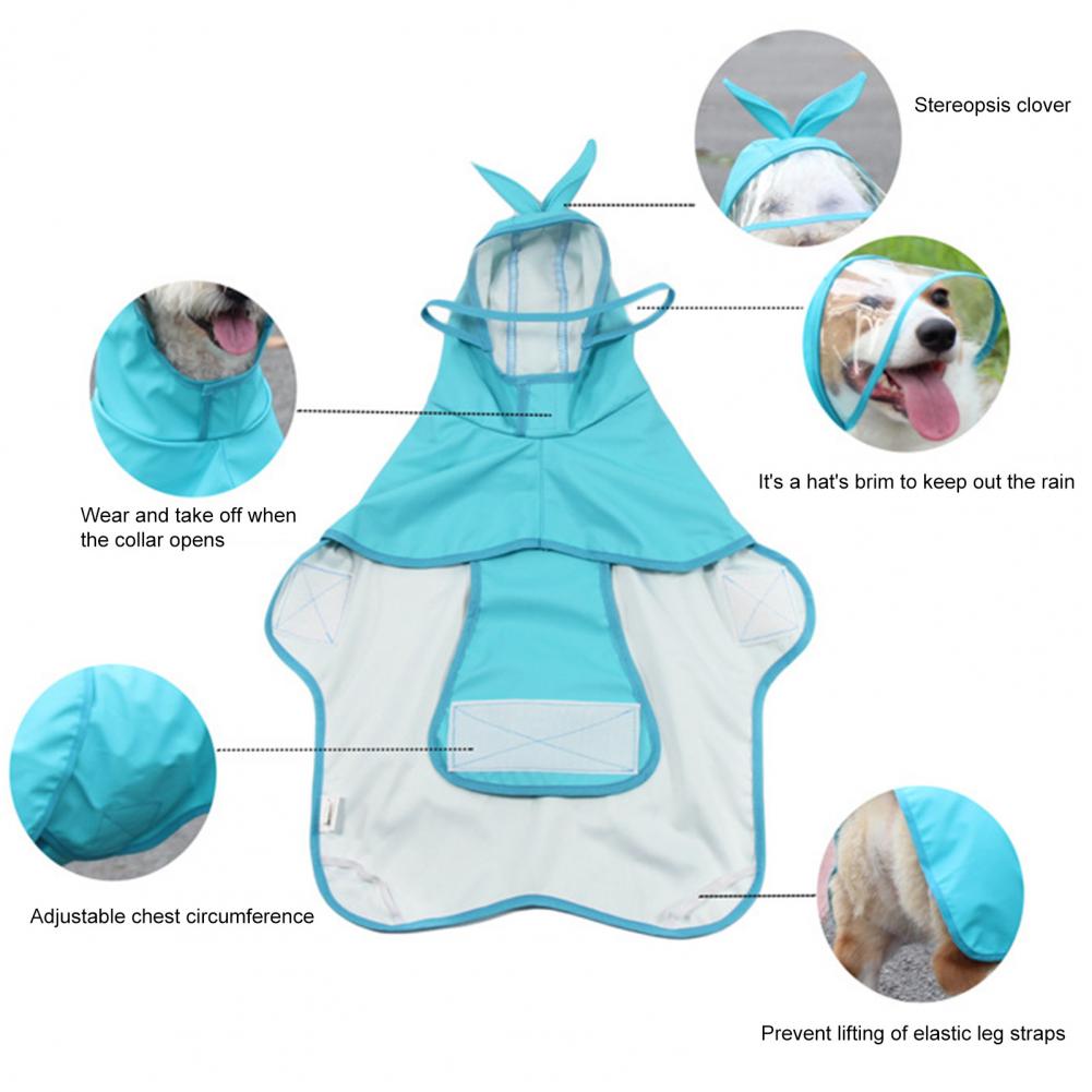 Huisdier Regenjas Transparante Rand Waterdicht Kunstleer Kleine Hond Outdoor Kleding Blauwe Hond Jas Voor Corgi Teddy