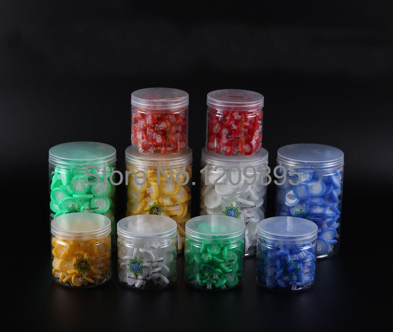 100 stk/parti engangs organisk (nylon, ptfe hydrofil) / vandsystem sprøjtefilternål 13mm 25mm 0.22/0.45um