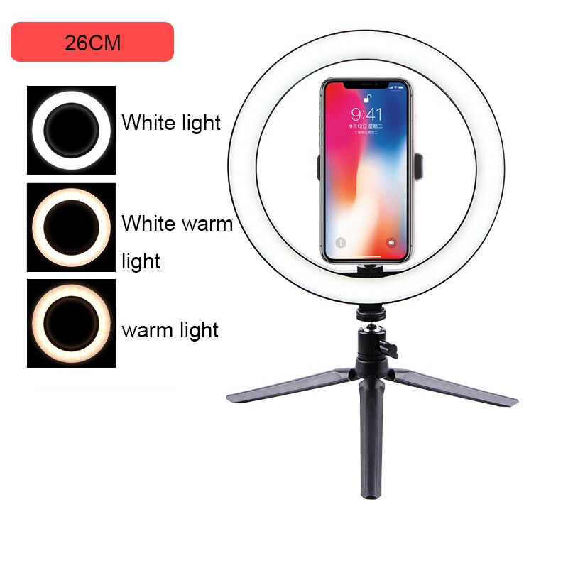 1,6 M LED Selfie Ring Licht Dimmbare Studio Fotografie Foto Füllen Ring Licht mit Stativ für iphone Smartphone Clip Make-Up: BLACK