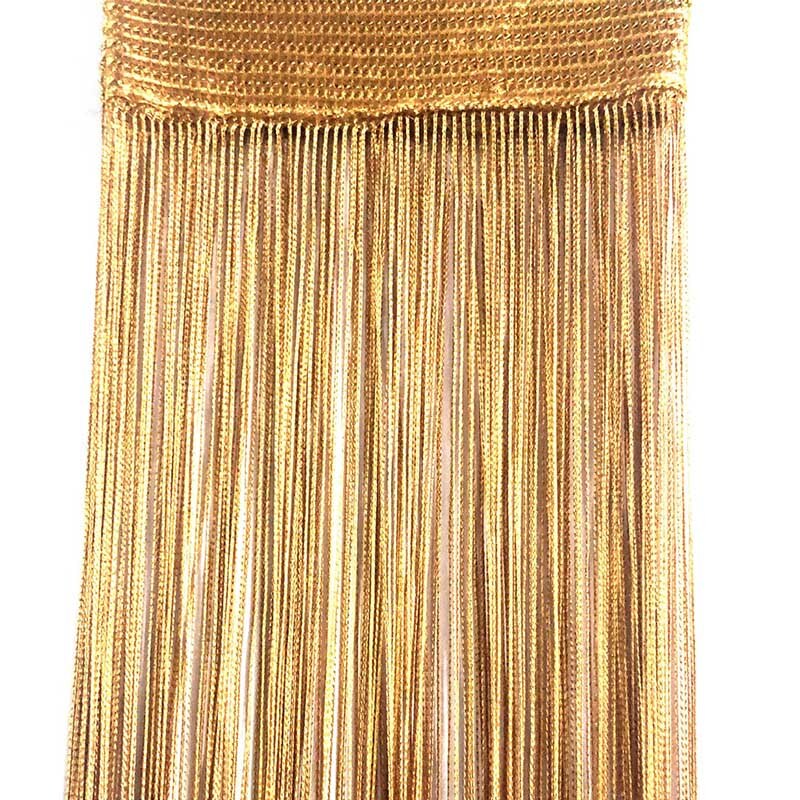 Cortinas de red de gasa de cuerda, paneles de cortina de ventana de 200cm, barra superior, ranura única, gran , 1 ud.: Golden