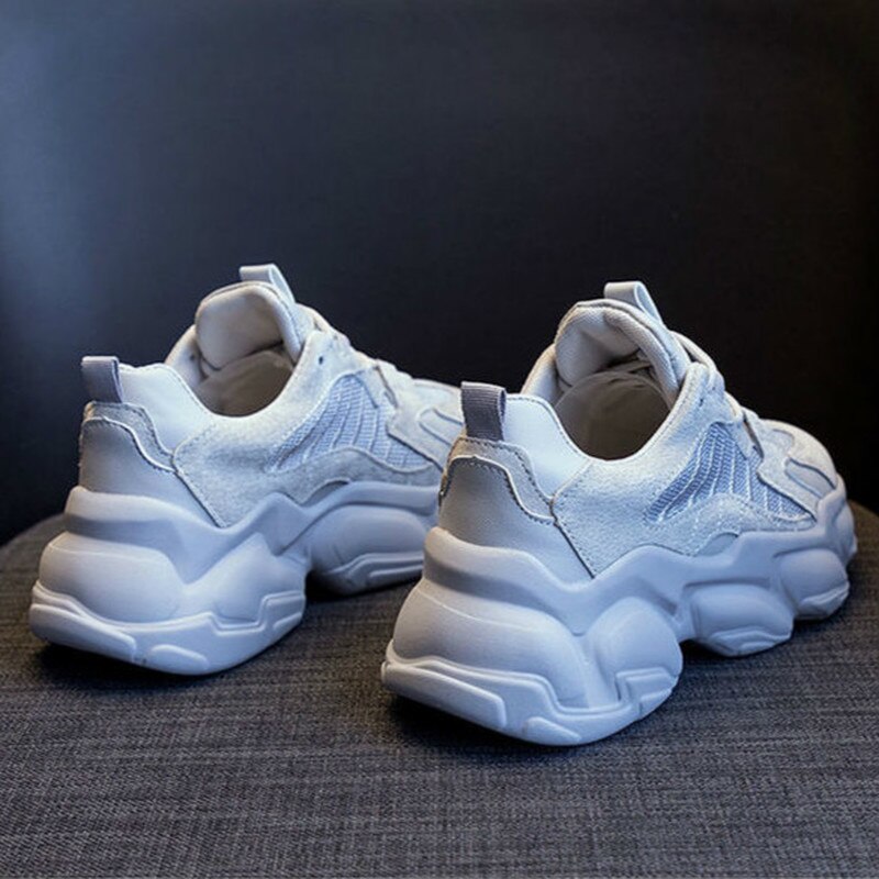 Hardloopschoenen platform sneakers dames gevulkaniseerde schoen chunky zwart grijs casuals ademend veterschoenen goede schoenen