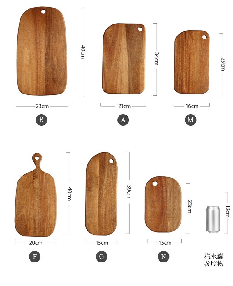 Tabla de cortar de madera de Acacia para el hogar, tabla para picar fruta y carne, antibacteriana, artística, a prueba de moho, comida para niños