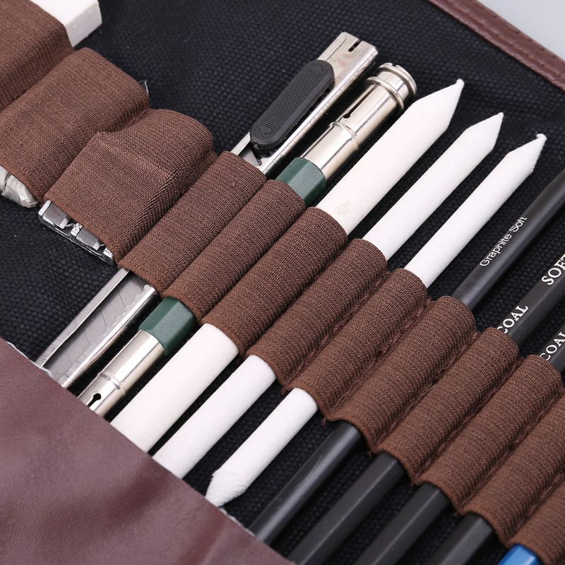 24pcs Sketching Drawing Art Tool Kit Graphite Charcoal Pencils Eraser Craft Painting Set