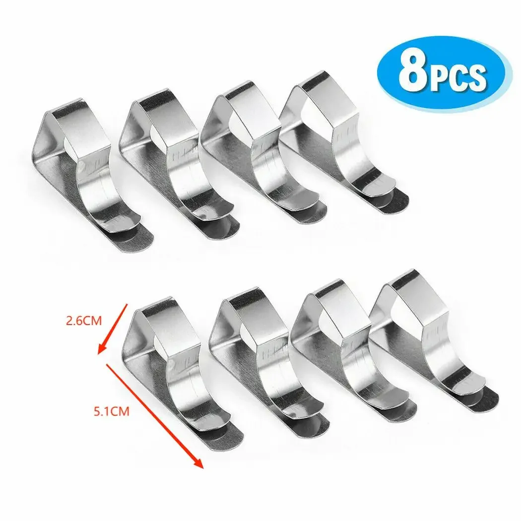 8Pcs Stainless Steel Tablecloth Clamps Table Cloth Clips Holder Clip For Party Wedding Table Cover Clamps Decorative: WHITE
