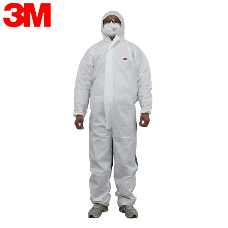3M 4535 Chemical Coveralls Hooded Protective Elastic Waist Clothing Against Dry Particles/Chemical Splash H020109