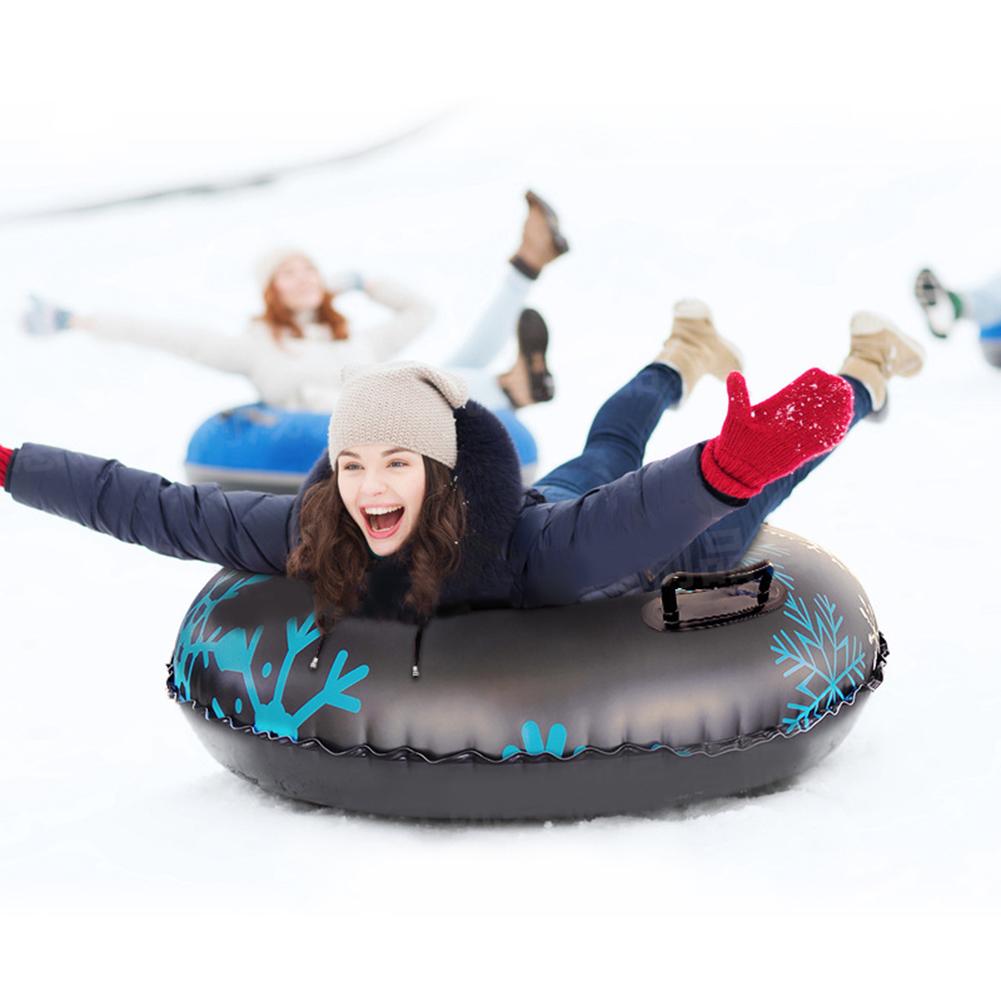 Inflatable Skiing Board PVC Winter Ski Circle With Handle Durable Children Adult Outdoor Snow Tube Skiing Accessories Funny Toys