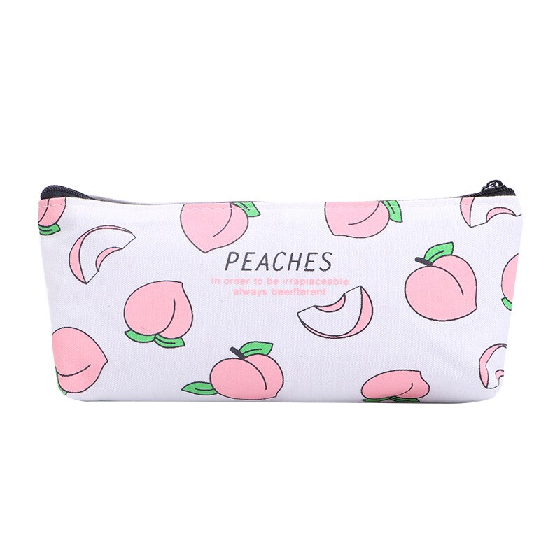 1Pc Canvas Fruit Peach Pencil Case School Pencil Cases for Girl Stationery Canvas Pencil Bag Estojo Escolar School Supplies