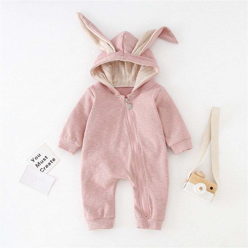 Herfst En Winter Katoenen Baby Rompertjes Leuke Cartoon Bunny Oren Warm Kids Een Stuk Pyjama Romper Baby Jongens en Meisjes