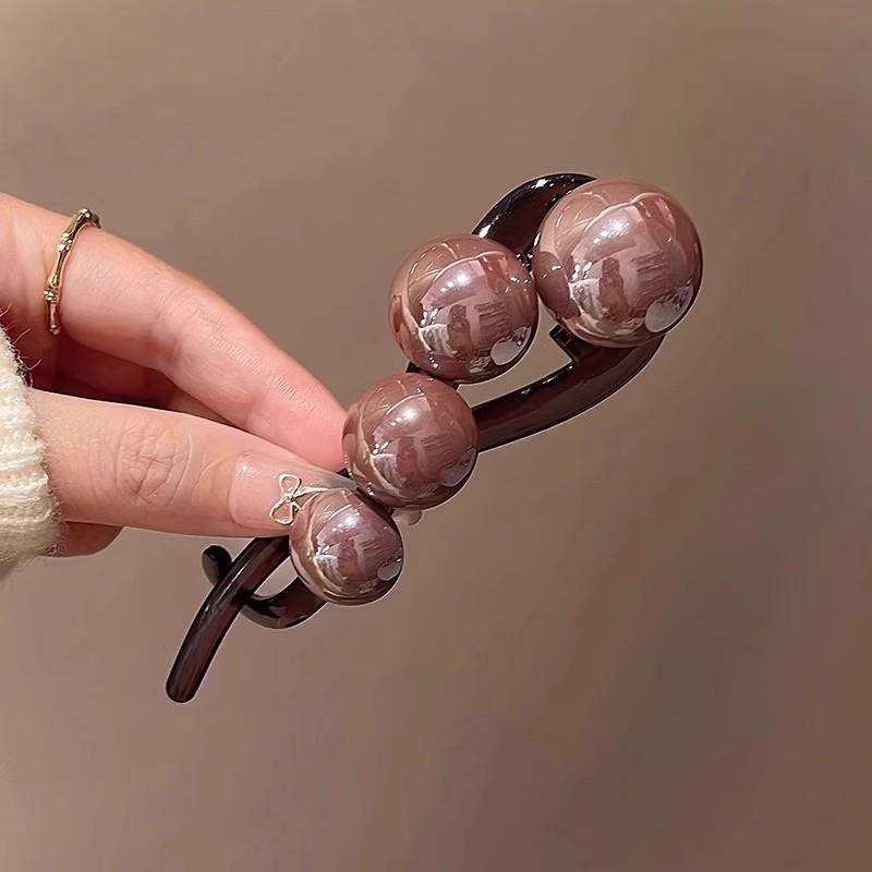 Pinza para el pelo con perlas para mujer, soporte para el pelo largo, pasador de horquilla, adorno para el cabello, diadema, accesorios para el cabello a la: Lavanda