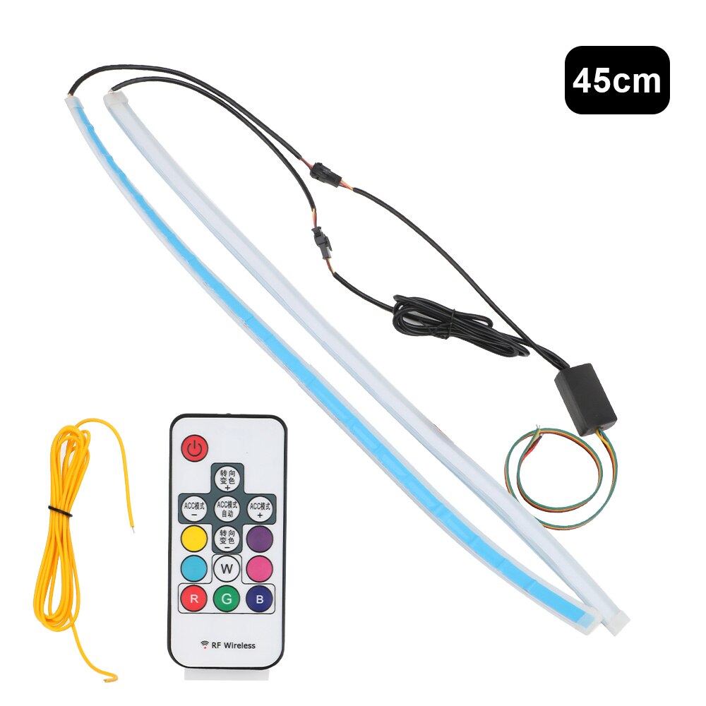 Leepee led richtingaanwijzers drl 2 stuks/set universele multicolor led lichtstrip auto rgb dagrijverlichting flexibel: 45cm