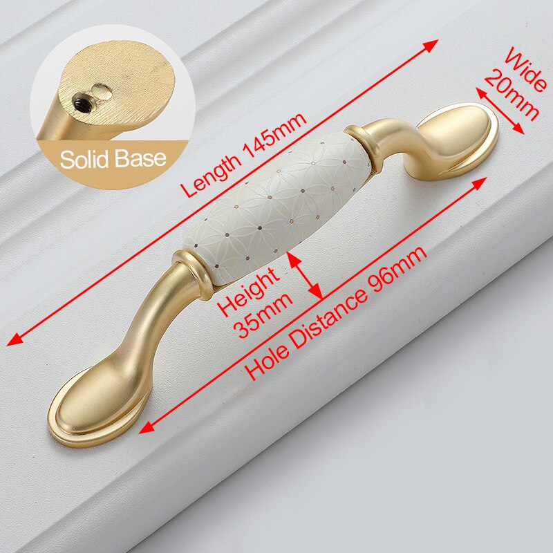 Creamic Gold and White Cabinet Handles Knobs Zinc Alloy Drawer Pulls Kitchen Door Handles Furniture Handle Door Hardware: 1015FD-96mm