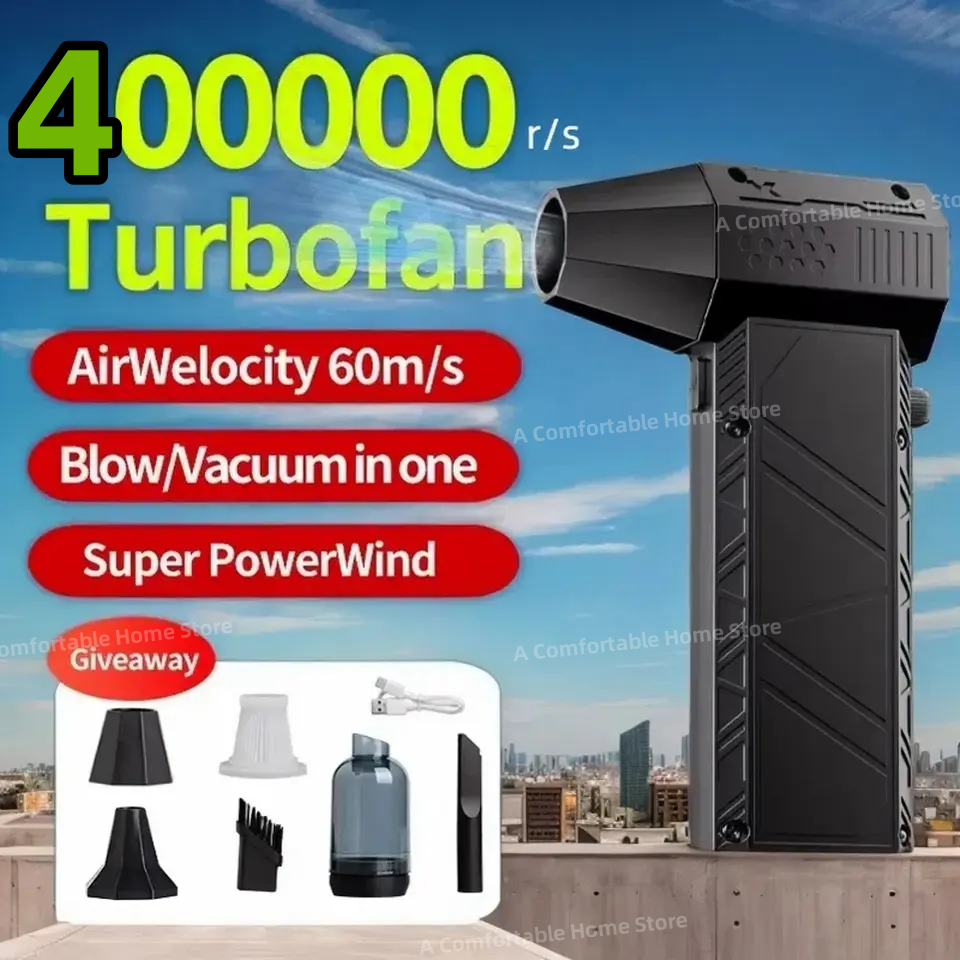 Ventilateur violent 400000 RPM puissant souffleur d'air aspirateur nettoyeur de poussière type-c charge vents forts sans brosse Turbo Jet ventilateur 2025