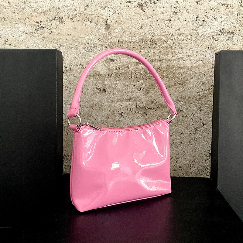 Style Ladies Patent Leather Armpit Bag Simple French Bread Shoulder Bag Women Handbag Multicolor Women Bags