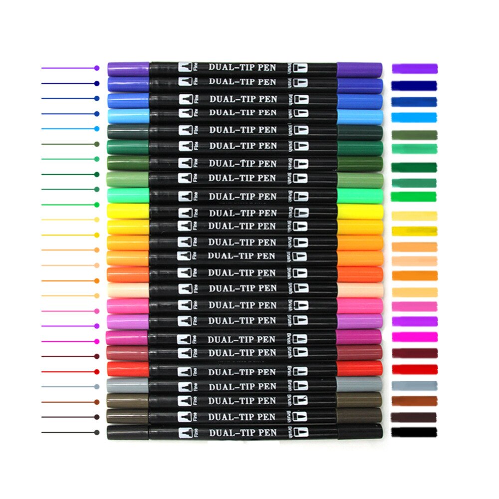 Dual Pinsel Stifte 24 Farbe Kalligraphie Stift einstellen mit Hand Schriftzug führen Buch Feine Liner und Pinsel Spitze Marker. Farbige Stifte, Kunst
