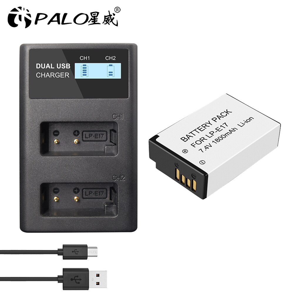 PALO 1-4 pièces LPE17 LP E17 LP-E17 Batterie + usb lpe17 chargeur pour appareil photo Canon EOS 200D M3 M6 750D 760D T6i T6s 800D 8000D Baiser X8i: 1 battery 1 charger