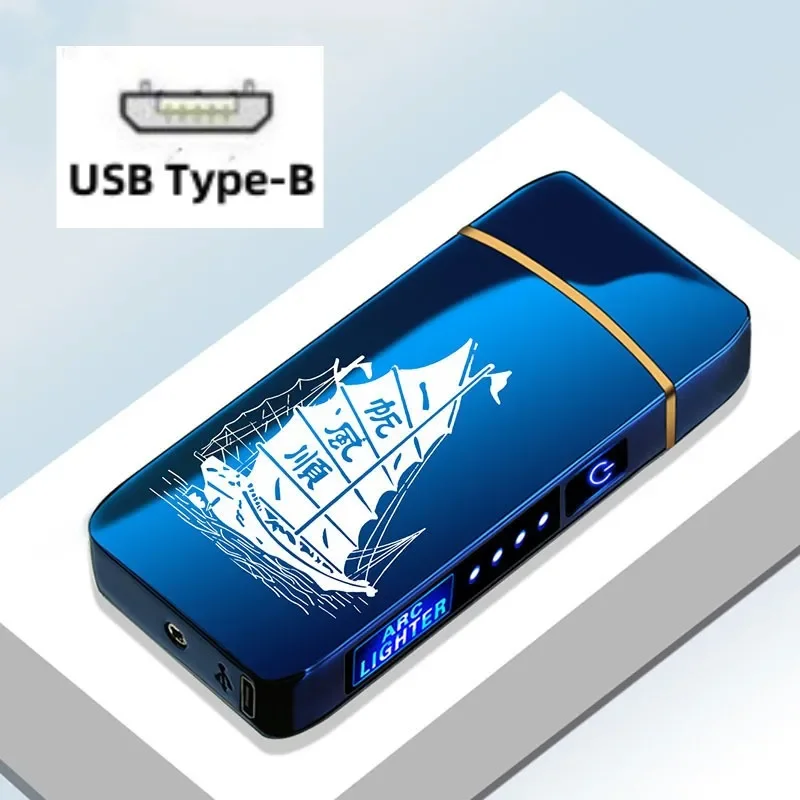 Winddicht USB Typ-C Lade Doppel Arc Feuerzeug Plasma Outdoor Puls LED Display Bildschirm Männer Wiederaufladbare: Lavendel