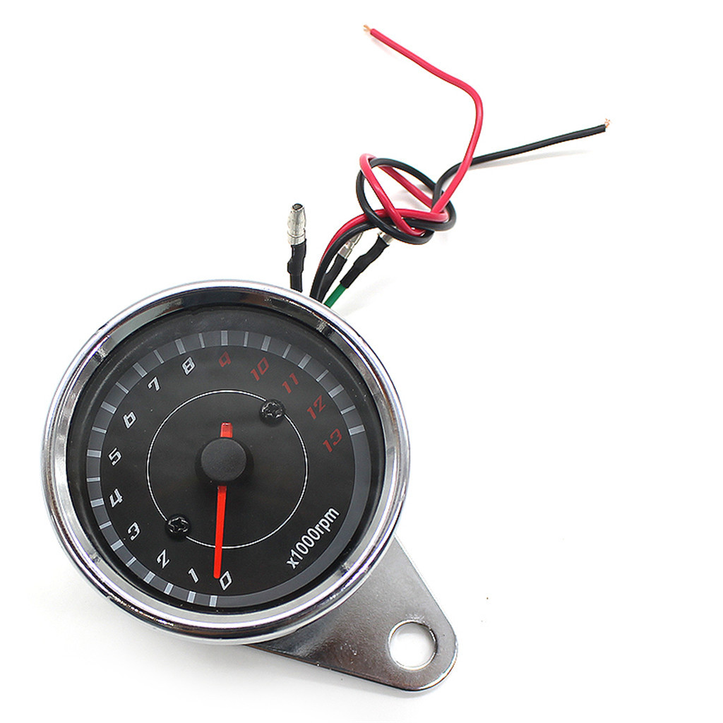 kongyide Motorcycle Digital Waterproof Inductance Tachometer Pointer Instrument Retro Tachometer Meter Gauge LED 12V Jly22