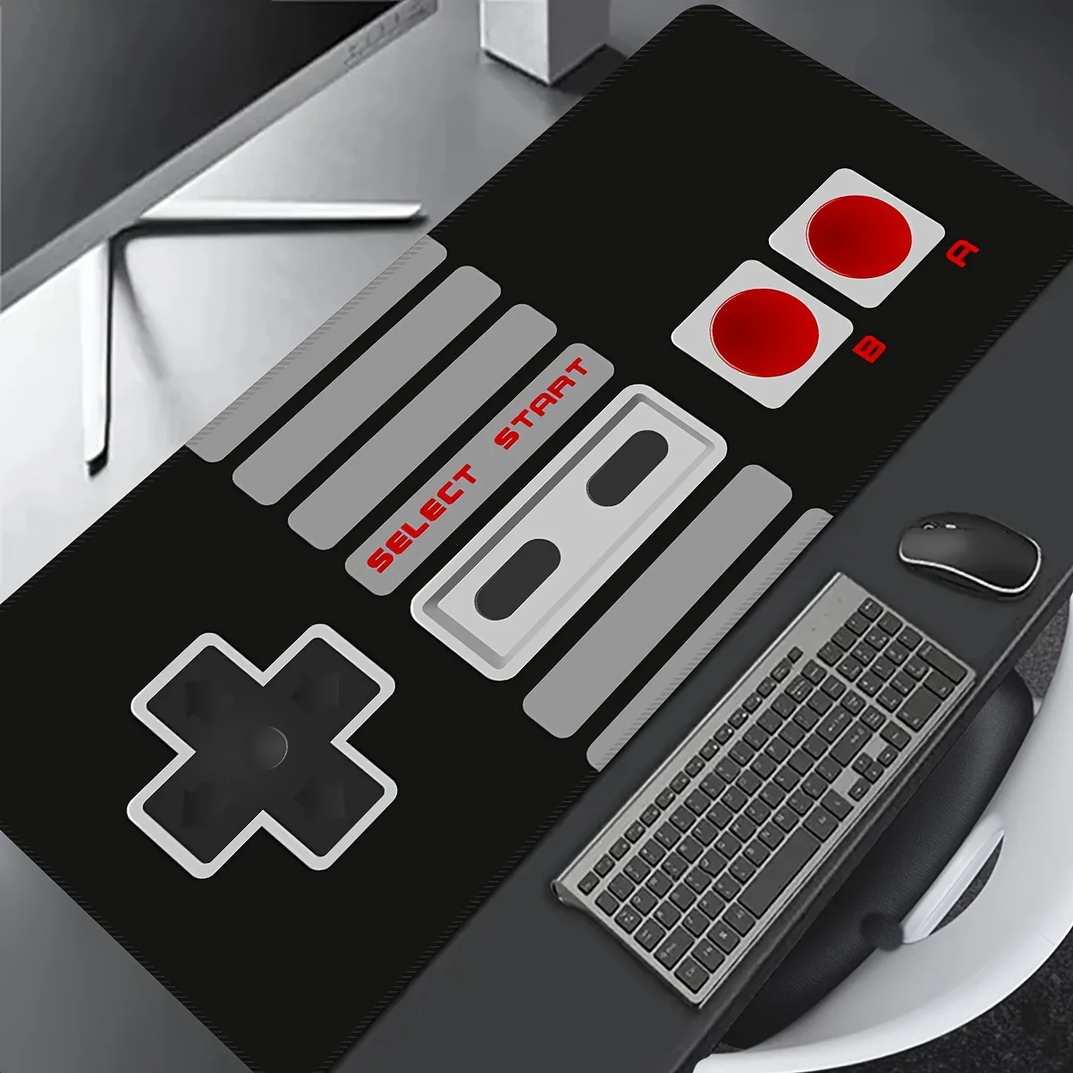 Grand tapis de souris pour contrôleur de jeu rétro, Base en caoutchouc antidérapante HD, lavable, XXL, tapis de bureau avec bords de précision pour les travaux de bureau et de jeu
