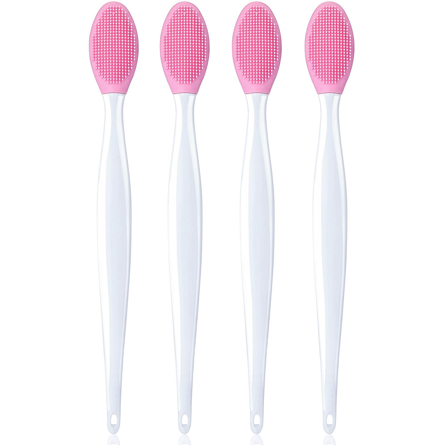 Silicone Lip Brush Tool Double Sided Soft lip Brush Wash Face Brush Scrub Clean Exfoliating Facial Lip Brush: 4Pcs Pink