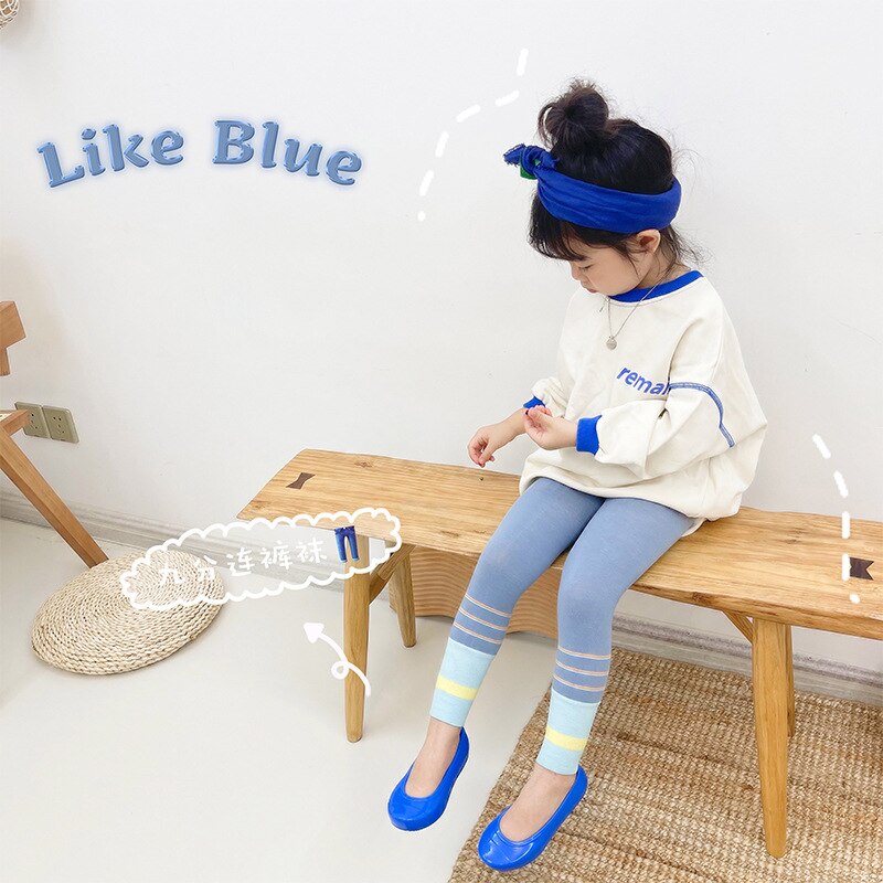 Girls Pants Baby Stripe Leggings Autumn Autumn Korean Style Tights For Kid 1-9 Years Children Clothes Nine-point Pant
