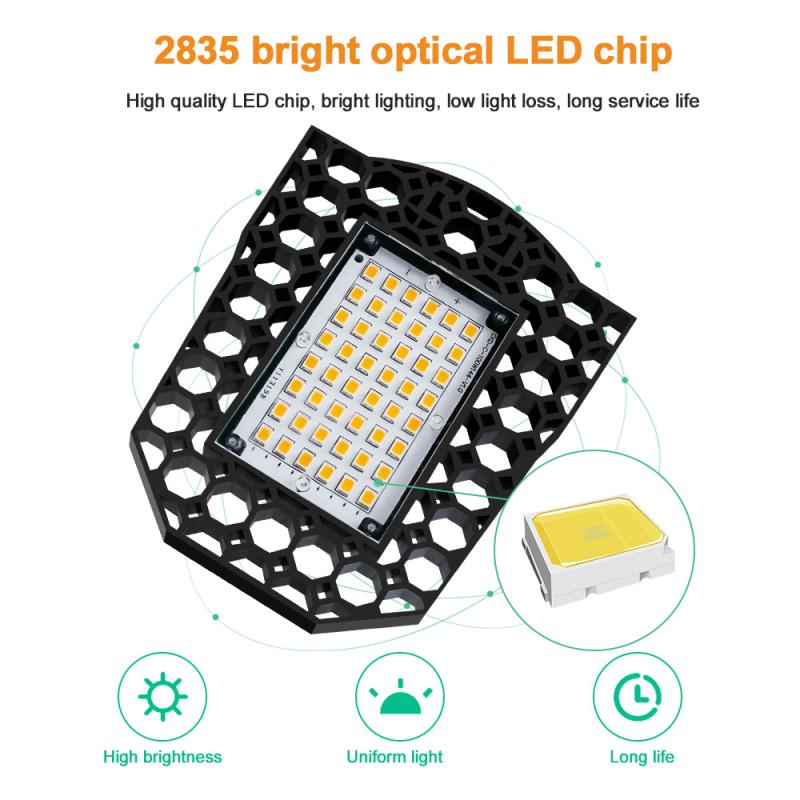 LED Garage Shop Work Lights 80W 8000lm E27 Home Ceiling Fixture Deformable Lamps Industrial Lighting Light