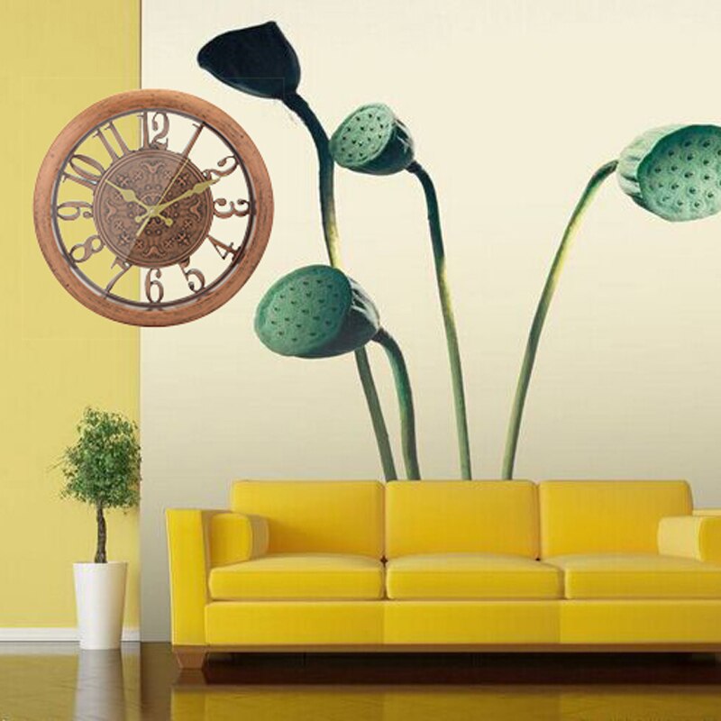 JX-LCLYL PVC Vintage Silent Quartz Rustic Wall Clock Retro Style Shabby Chic Steampunk