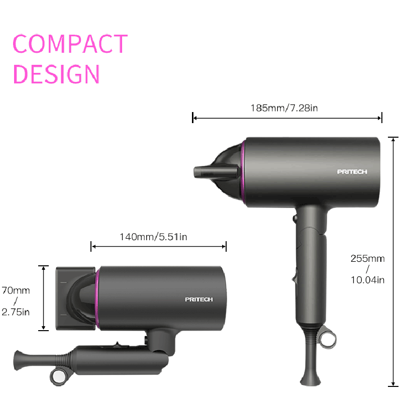 Pritech – sèche-cheveux pour Salon de coiffure 1400W 2 en 1, souffle ionique négatif, vent et froid, rapide