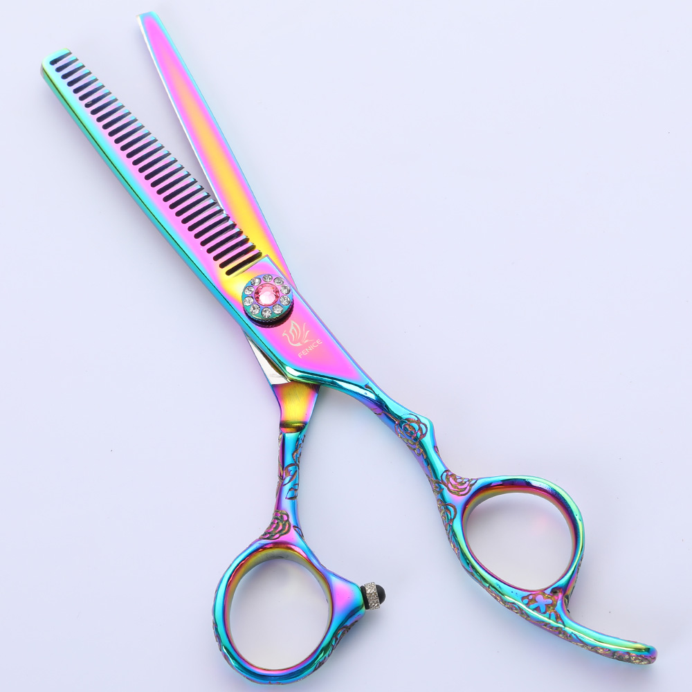 Fenice 6 inch Purple Pet Dog Grooming Scissors Set Cutting&amp;Thinning Shears Set Animal Haircut Scissors Kit: 6 inch tooth