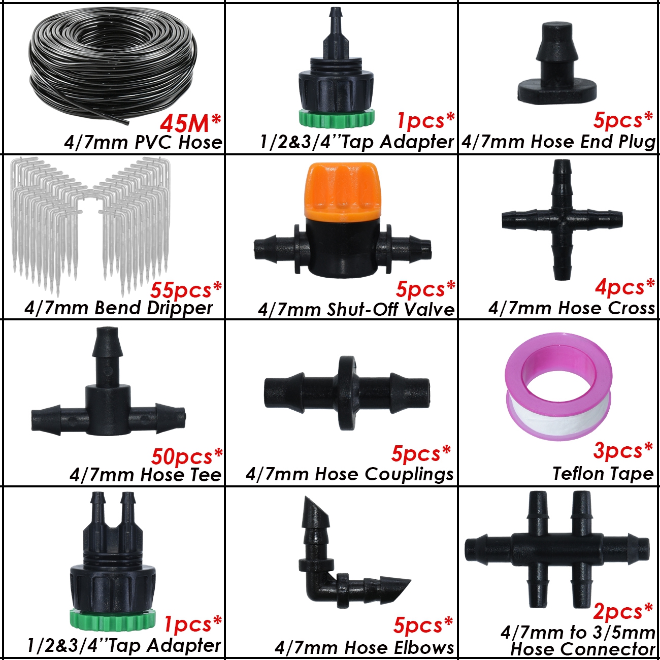 KESLA 5-50M Garden Drip Irrigation Kit 1/4'' Drippers Drip Arrow Watering System by for Balcony Bonsai Plant Flower: Burgundy