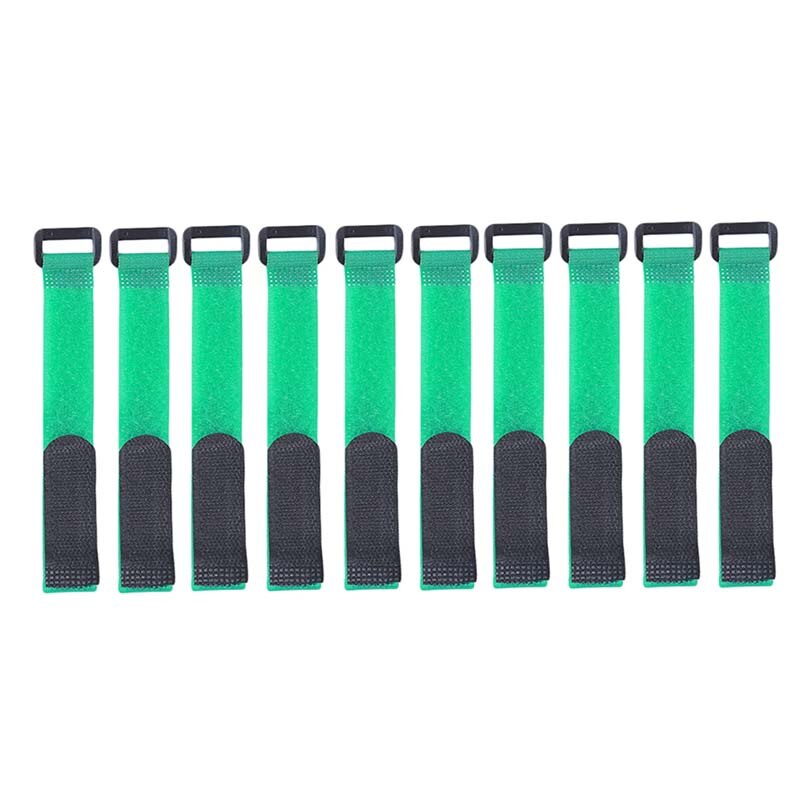10pcs/set Reusable Fishing Rod Tie Holder Strap Suspenders Fastener Hook Loop Cable Cord Tie Belt Fishing Tackle Box Accessories: 10PCS Green