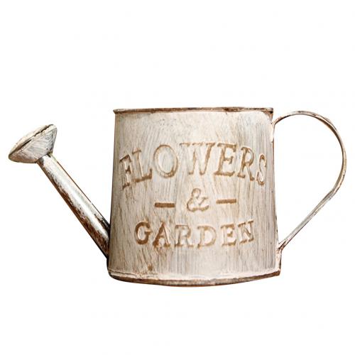 Regadera de jardín dorado, botella de agua de hierro y Metal Vintage, maceta Bucke para regar plantas, flores, decoración del hogar: Distressed White