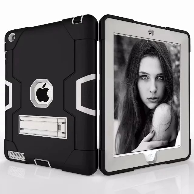 Nueva armadura caso para ipad 2 3 4 Funda niños a salvo de servicio pesado de silicona cubierta dura para Apple ipad 234 9,7 pulgadas Tablet caso + película + pen