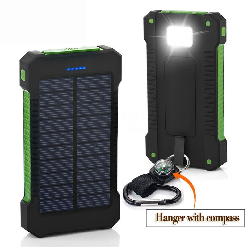 Waterdichte Solar Power Bank Real 20000 Mah Dual Usb Externe Polymer Batterij Oplader Outdoor Licht Lamp Powerbank Ferisi