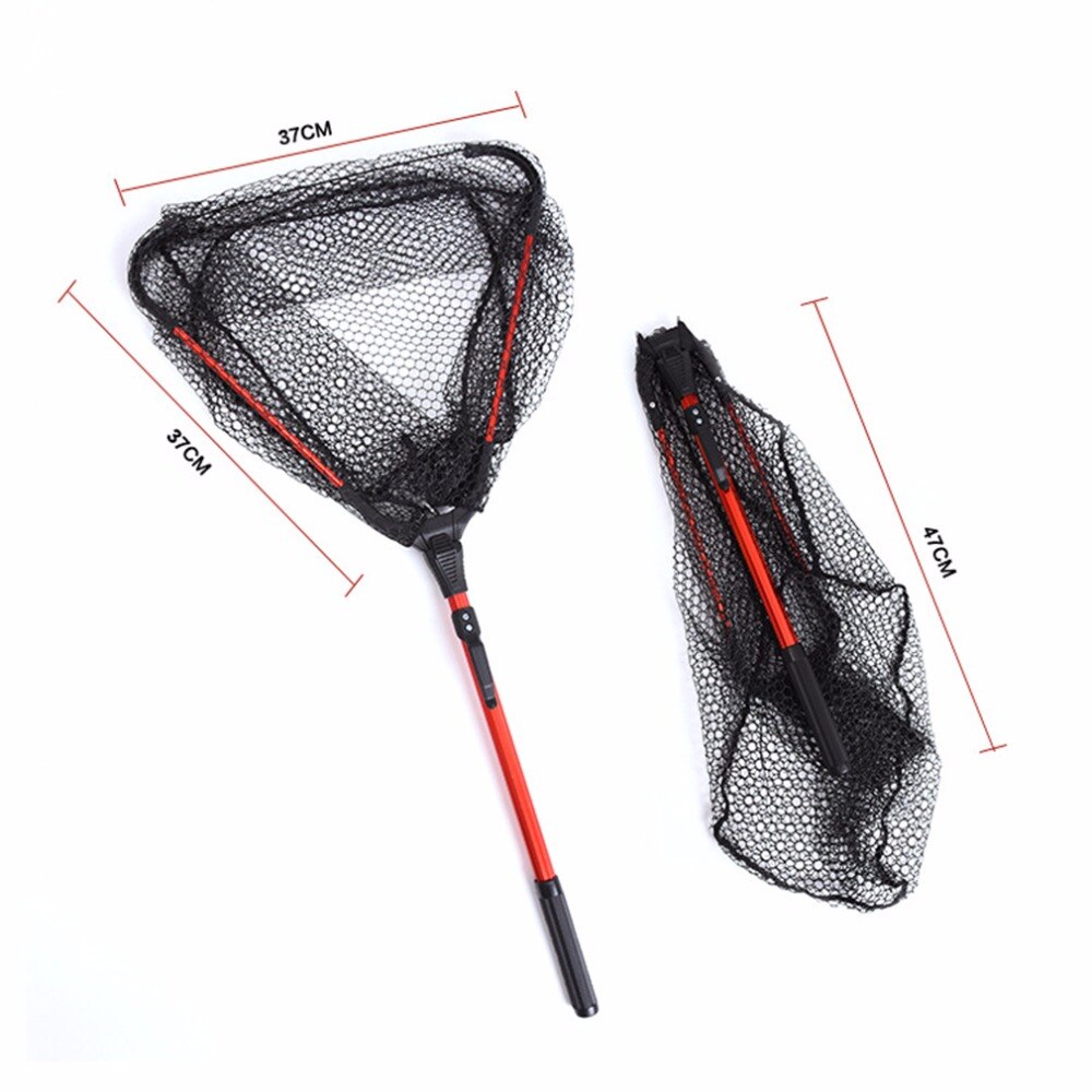 80cm Portable Folding Aluminum Fly Fishing Net Brail E-glass Triangular Frame Carp Fishing Landing Net Fish Trap
