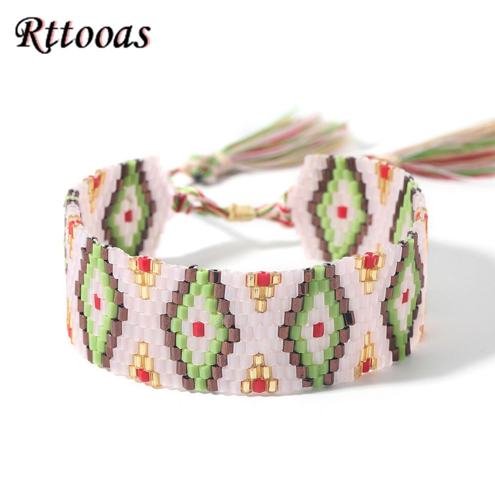 Rttooas Big Bracelets Geometries MIYUKI Beaded Charm Bracelets Bohemian For Women: 3