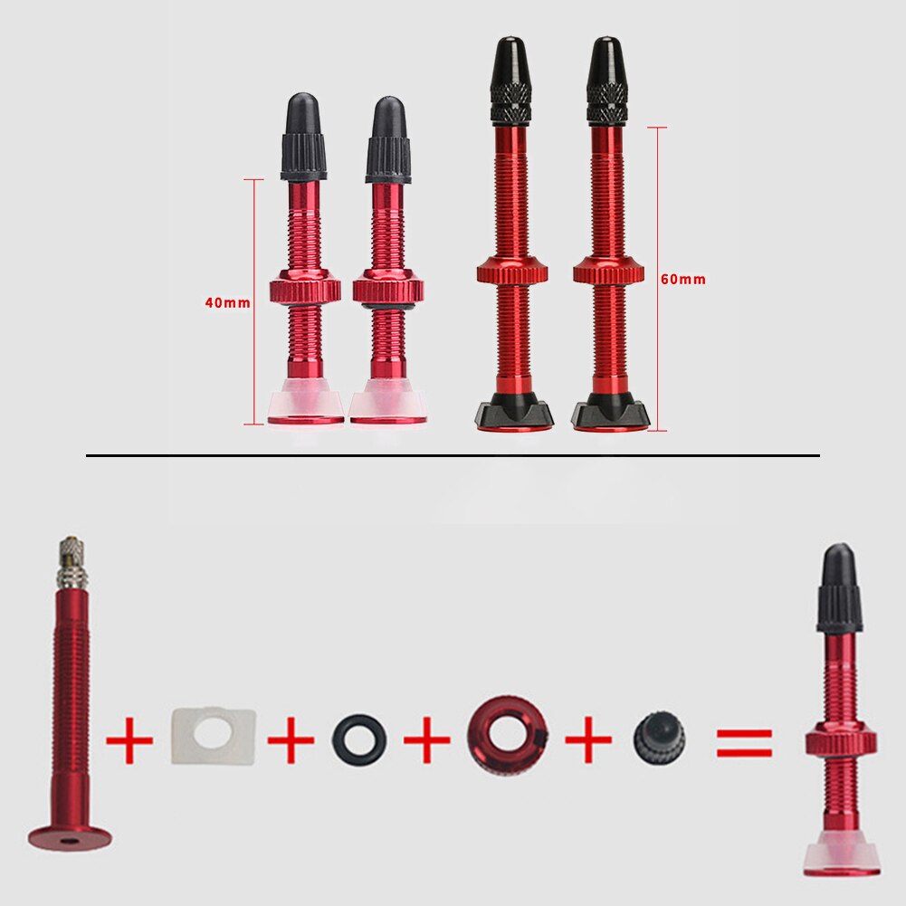 2 Stuks 40Mm/60Mm Mtb Fiets Extender Presta Ventielen Voor Bike Tubeless Tire Core Aluminium Klep fiets Reparatie Accessoires