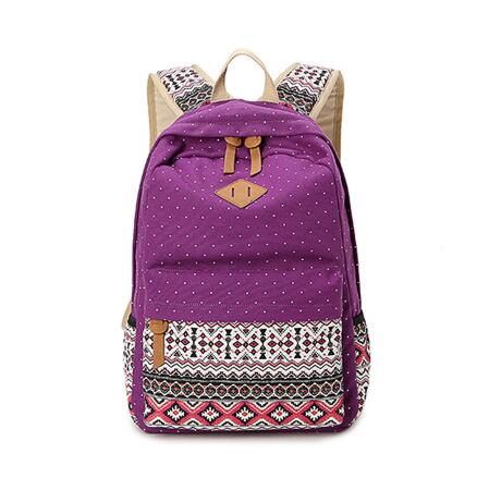 DIOMO toile sacs d'école femme sacs à dos pour adolescentes cartable sac à dos féminin sac à dos: Purple